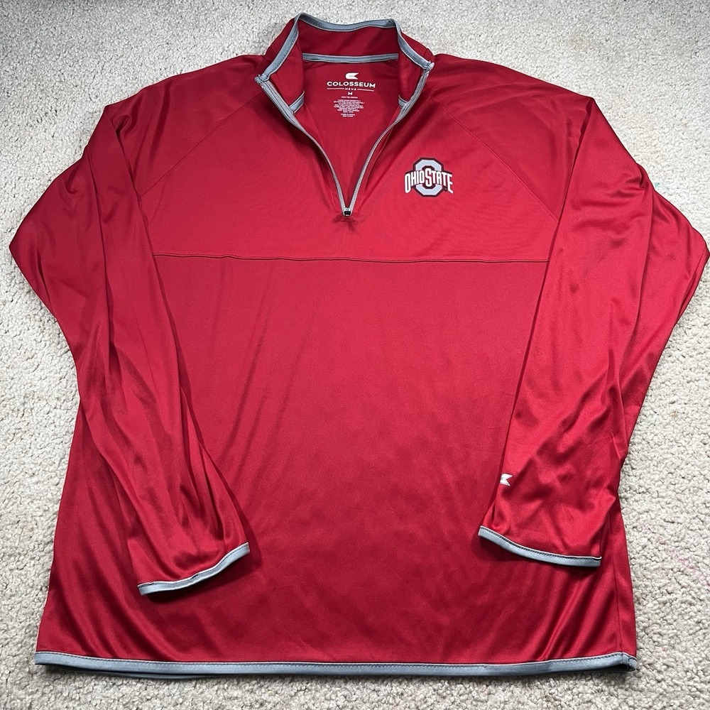 Ohio state buckeyes 1/4 zip pullover Red Gray Logo Chest Soft Comfy Size‎ Medium
